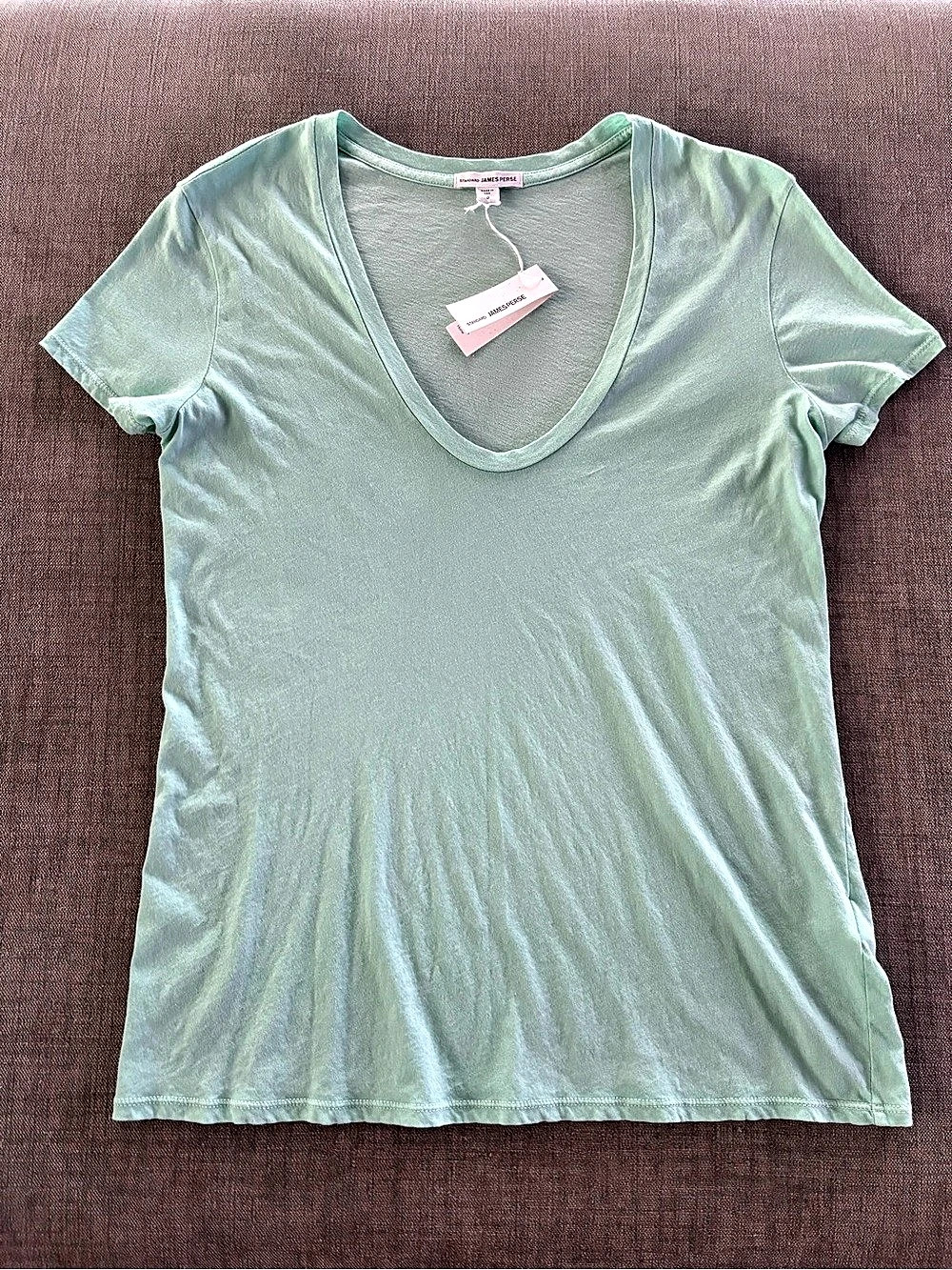 NWT James Perse Standard James Mint Green V-Neck / Scoop Neck Tee Size 3/L